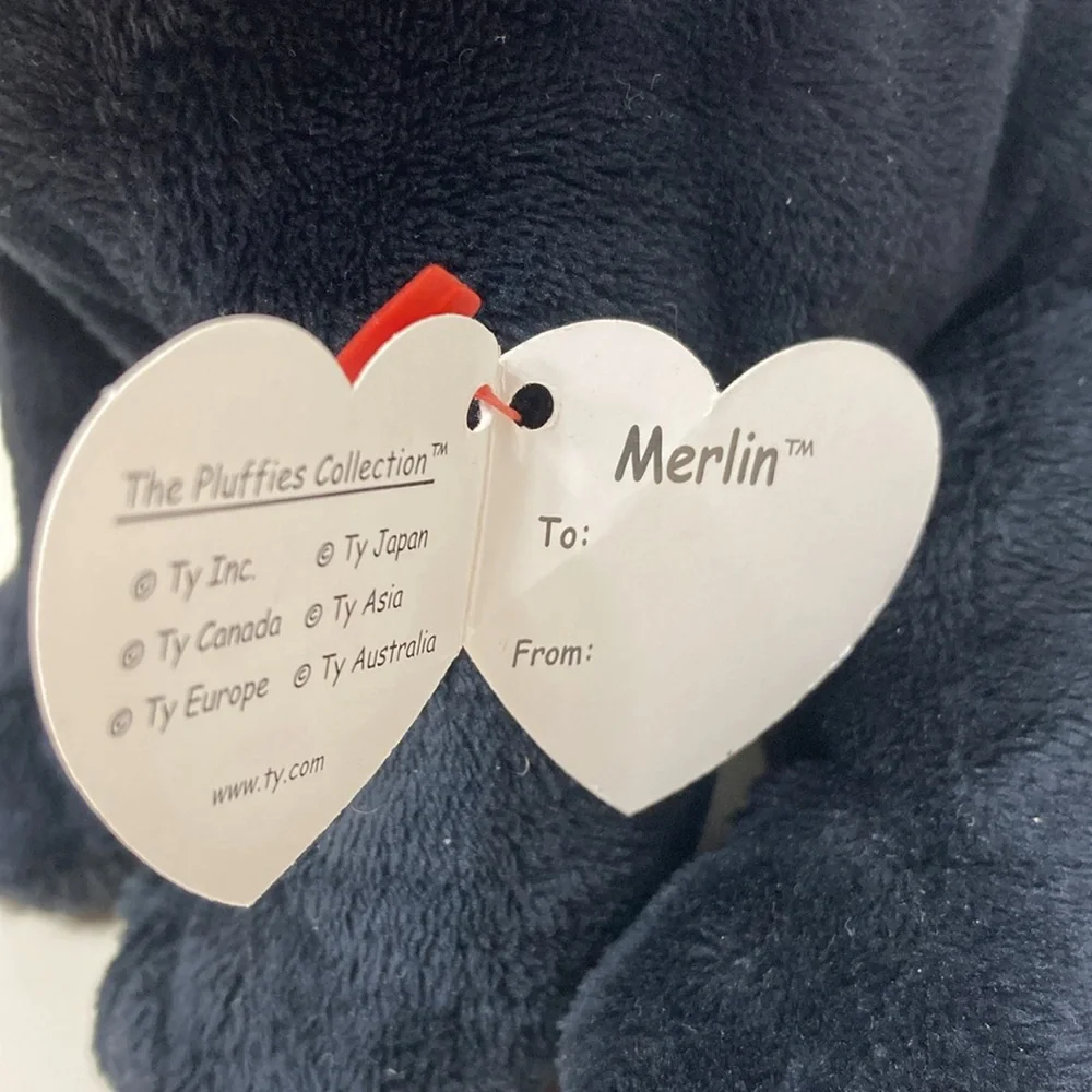 Ty Merlin 2005 Pluffies Halloween Black Cat Witch Hat Stuffed Animal Tags Vtg